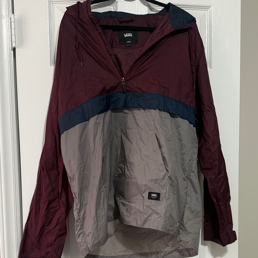Vans Burgundy, Navy & Light Gray Pullover Windbreaker